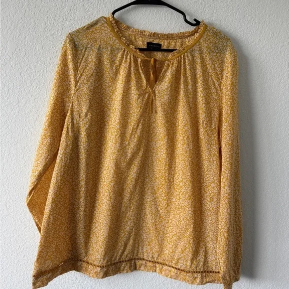 Talbots Yellow Floral Women's Top Large - Picture 3 of 9